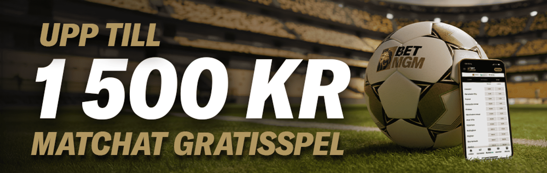 Upp till 1500 KR Matchat Gratisspel erbjudande på sportspel.