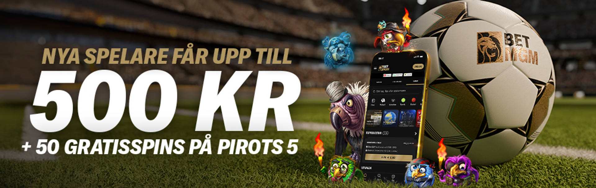 Nya spelare får upp till 500 kr + 50 gratisspins på Pirots 5.