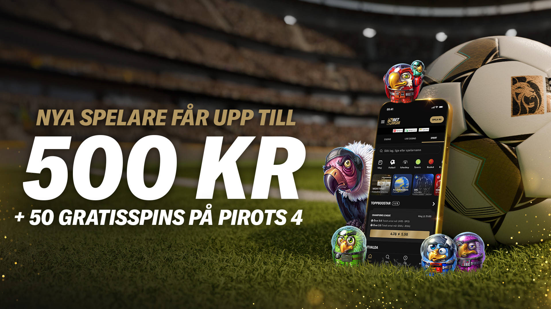 Nya spelare får upp till 500 kr + 50 gratisspins på Pirots 4.