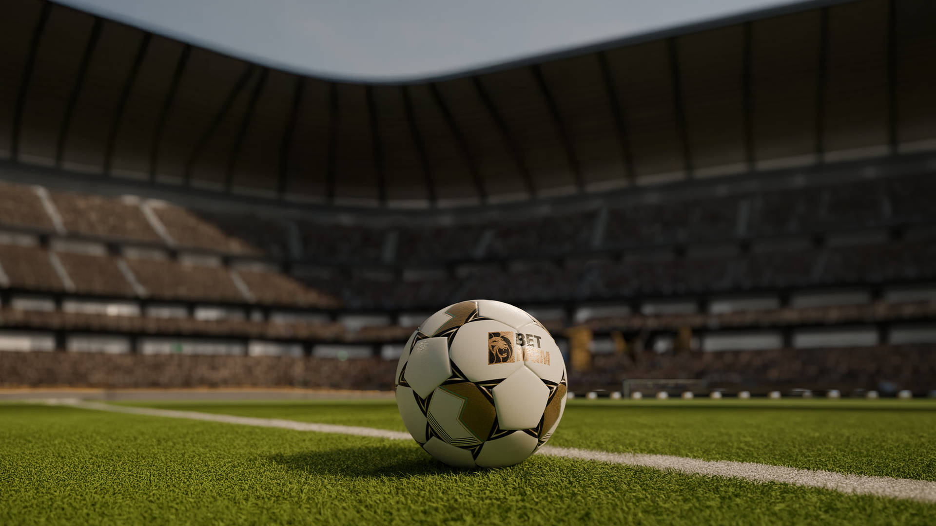 Fotboll med BetMGM-logga.