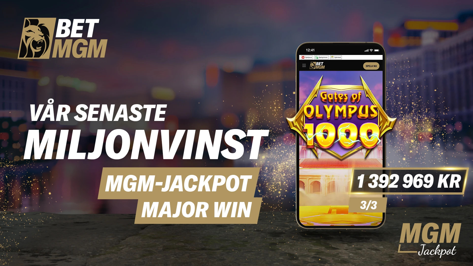 Telefon med Gates of Olympus 1000 slot och en miljovinst på 1 392 969 kronor