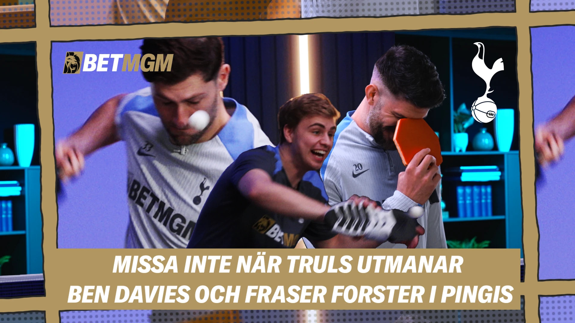 Truls Möregårdh spelar pingis mot Tottenham hotspur stjärnorna Ben Davies och Fraser Forster